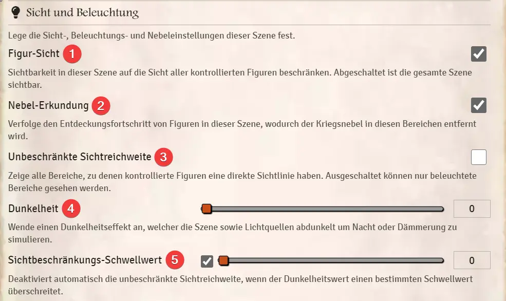 Sicht und Beleuchtung